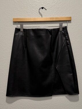 Black Faux Leather Mini Skirt